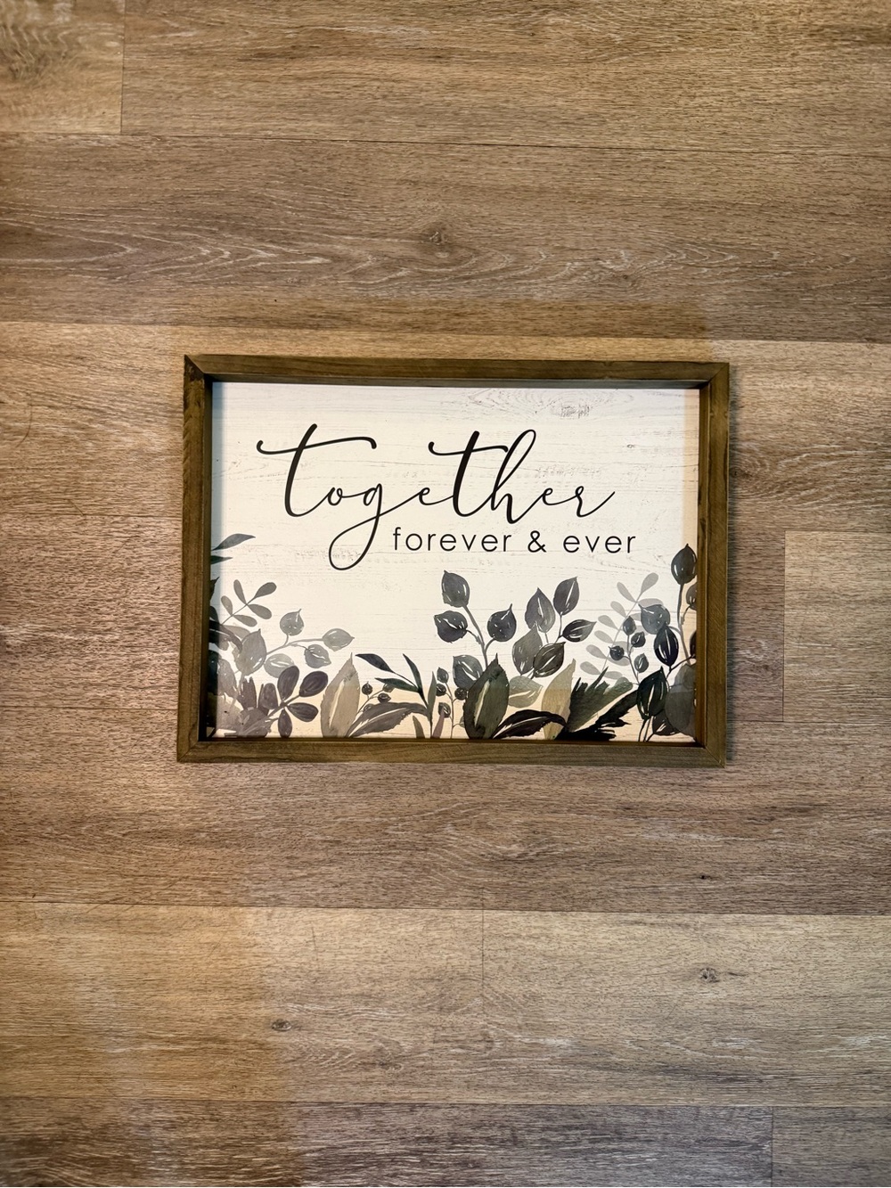 Hobby Lobby "Together Forever & Ever" Neutral Leaf Framed Wall Art